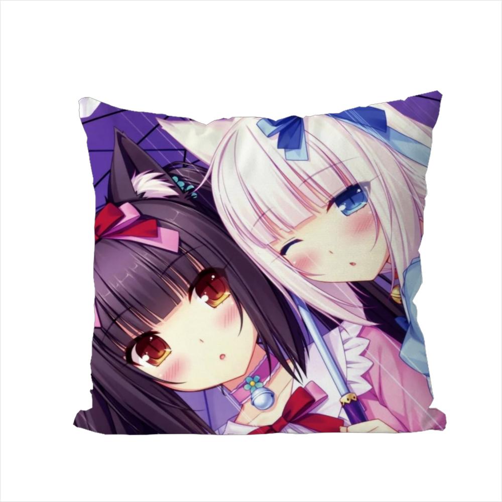 NekoPara Pillow Case For Car Sofa Decorative Home Doublesided Print Plush Square Throw Pillow Cushion Cover