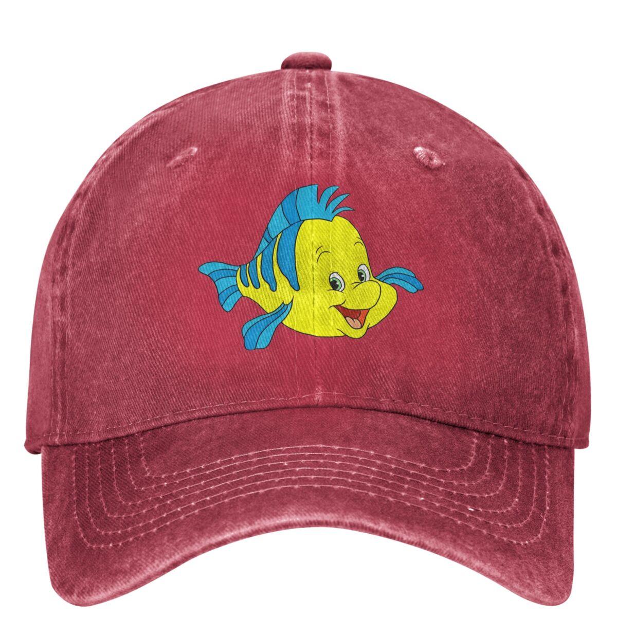 

Flounder The Little Mermaid Baseball Cap Kpop Rock y2k Retro Trucker Hat Women Unisex Vintage Sunscreen Snapback Cap One Size