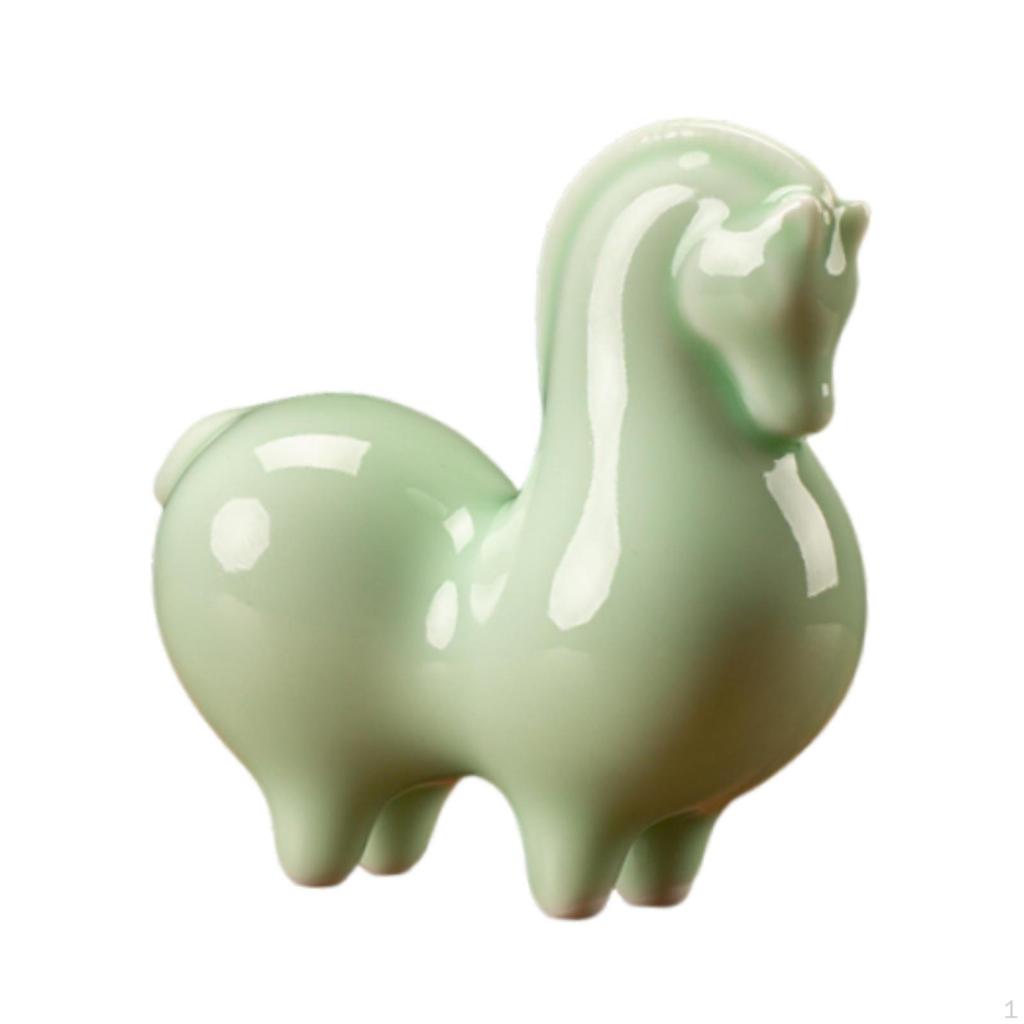 Figurine Ceramic Horse Statue Modern Collectible Chinese Year Decoration Sculpture for Bedroom