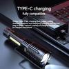 High Power LED Flashlight Powerful USB Rechargeable COB Flashlight with Side Light Torch for Outdoor Camping Hiking Fishing