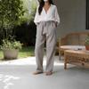 Women's trendy retro casual cotton and linen pants breathable loose straight-leg pants solid color summer daily versatile light and thin trousers
