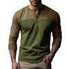 Men's Autumn New American Retro Long-sleeved Colour Blocking Henry Collar Bottoming Shirt Men's T-shirt