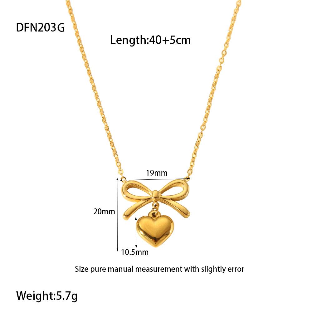 ins personalized light luxury bow love pendant necklace stainless steel 18K gold waterproof exquisite jewelry women