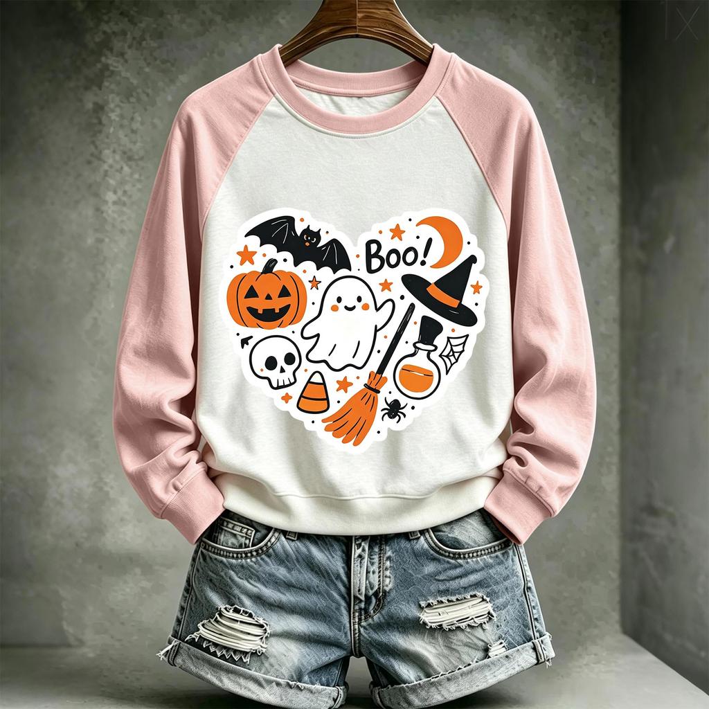 Damen Halloween Pullover Sweatshirt mit Aufdruck und süßem Design für die Feiertage
