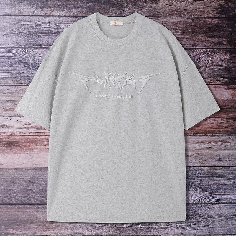 Trendy Brand Men's Foam T-shirt Summer New Fashion Simple Versatile Short-sleeved Loose Men's Round Neck Shirt