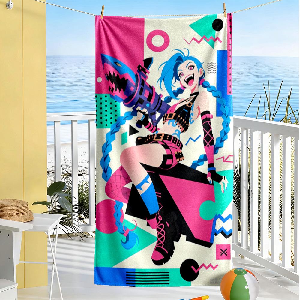 League of Legends Jinx soft beach towel Foldable summer vacation towel Fashion Lovers Spiritual Gift