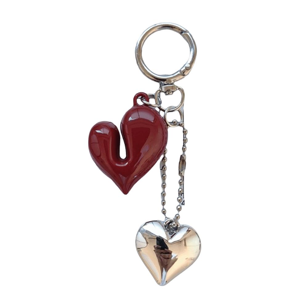 Acrylic Red Bow Keychain Circle Clip Purse Accessory Cute Bag Charm New Year