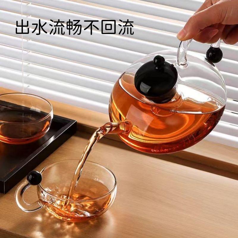 Home New Explosion-proof Boiling Teapot Set Glass Tea Set Heat-resistant Teacup