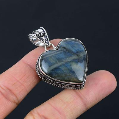 Labradorite Gemstone Pendant Solid 925 Sterling Silver Pendant Jewelry Gift For Unisex LG-034