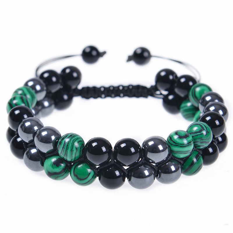 

JYL TS Bracelet Unisex Double-Layer Beaded Boosts Charm & Interpersonal Luck 8MM-malachite троянда чорний колір