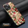 Art Retro floral pattern painting design Phone Case For iPhone 16 15 14 13 12 11 Plus Pro Max  High-end Luxury Magsafe Sheepskin