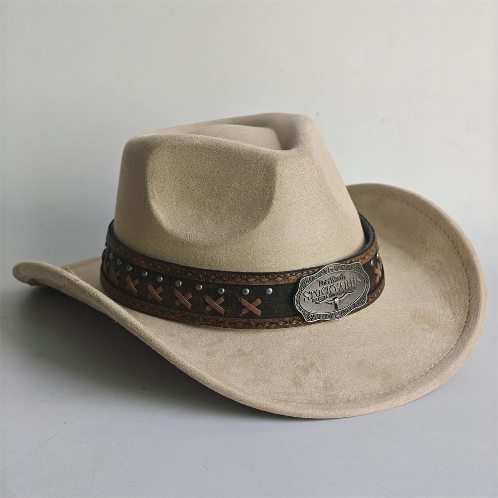 New Western Cowboy Hat For Women Men With Shapeable 7.5Cm Wide Brim Western Suede Hat For Cowboys And Cowgirls Sombrero Vaquero 56-58cm