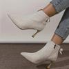 Fashion Plus Size Women's Short Boots 2025 Autumn and Winter Bow Sequined High-heeled Cotton Booties Pointed Stiletto Fashion Boots.