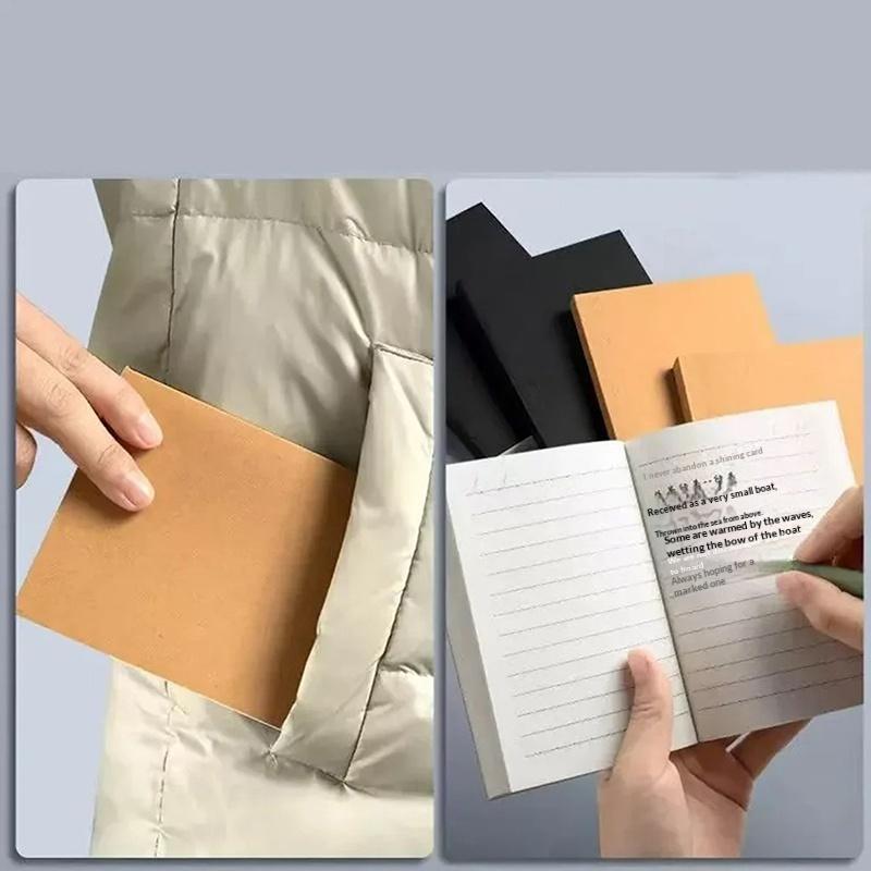 A6 Dickes Notizbuch 256 Seiten Kraftpapier-Einband Liniert Leer Gitter Innenseiten Tragbares Kleines Taschennotizbuch