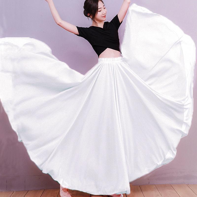 720° Chiffon Swing Skirt: High Waist, Ethnic Dance Red, Slimming Design