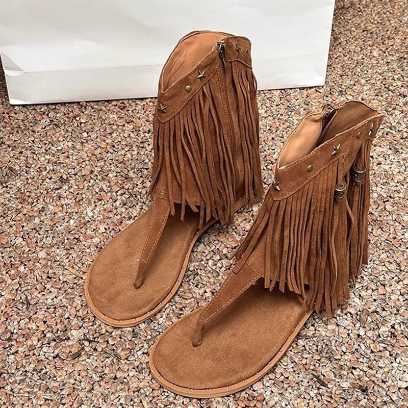 Modne sandały z ćwiekami Buty damskie Klapki Niski obcas Frędzel Lato Rzymskie buty Luksusowe Korekcyjne Buty z klipsem na palec Nowy styl