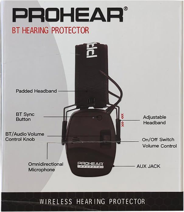 PROHEAR 030 Cuffie Bluetooth da Tiro Antirumore Cuscinetti Auricolari Sostituibili, SNR 27dB, NRR 22dB, Riduttore Elettronico di Rumore