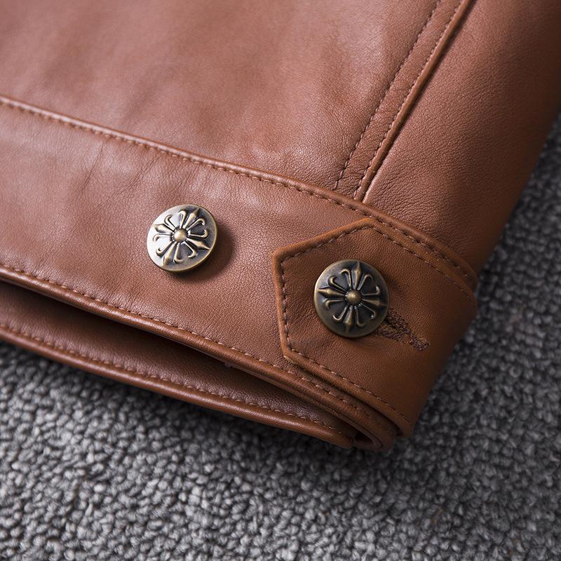 New Genuine Leather Leather Jacket for Men Short Slim Top Leather Harley Motorcycle Leather Jacket