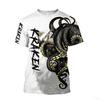 Camiseta Padrão de Organismo Tentacular para Homens Retro Animal Marinho Camisetas Impressas em 3D Camisetas Largas Gola Redonda Tops de Rua Manga Curta