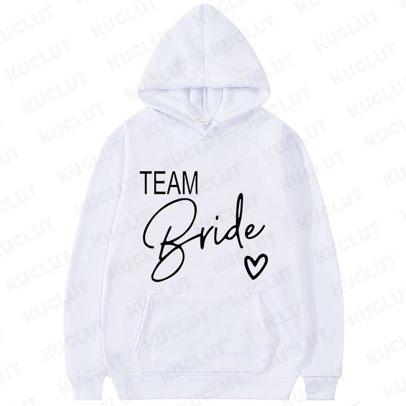 Team Bride Matching Hoodies Women Soft Casual Bridesmaid Bachelorette Party Gift Hooded Sweatshirts Wedding Group Outfits Tops
