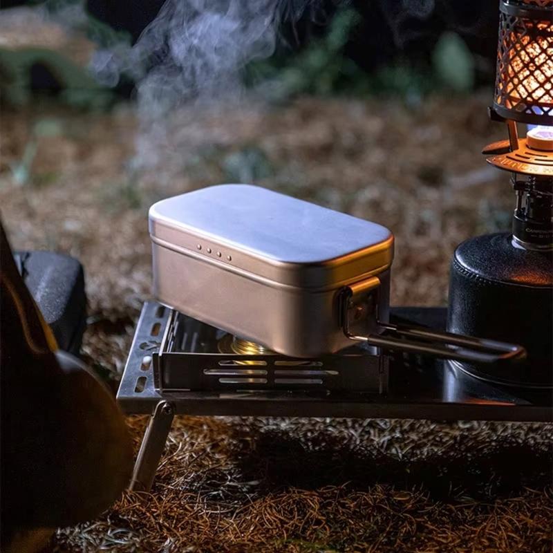 Aluminum Camping Lunch Box Bentos Container With Folding Handle Portable Bentos Box Pressure Relief Lunch Box Enduring