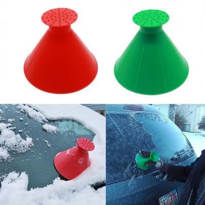 Magic Car Windshield Ice Scraper Cone Shape with Funnel, Round Snow Brush, Christmas Gift Idea, Efficient Winter Accessory
