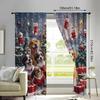Festive Dogs Print Curtain Christmas Window Decor Polyester Fabric Holiday Home Set Of 2 Made With Rod Pocket Washable