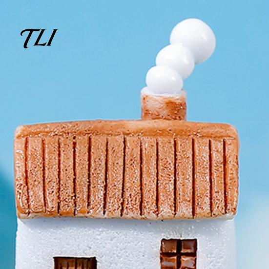Eco Bottle Landscaping Supplies 2Pcs Mini Chimneyed Cottage Resin Figurines, Rural House Building Ornaments for DIY Micro Landscape Accessories Fairy