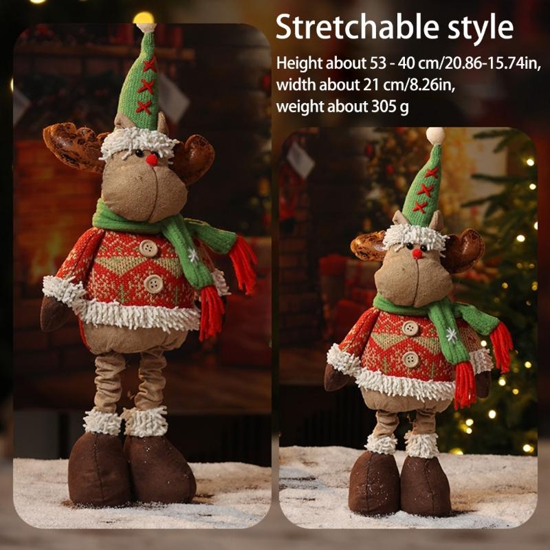 Elastic Holiday Decorations 3 Styles Expandable Santa Snowman Deer Christmas Parties Shelf Display