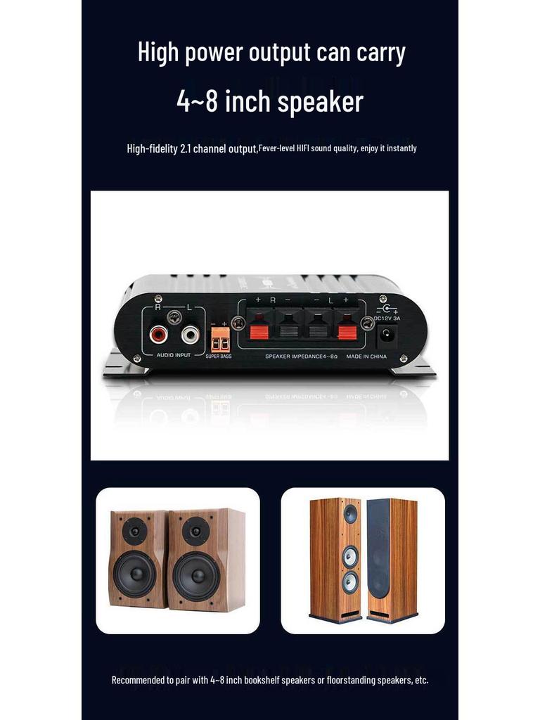 Amplificador Subwoofer 2.1 Canais para Carro e Casa 12V - Venda Quente