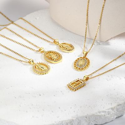 Inlaid with Zircon Madonna Pendant O-shaped Necklace Female Charm Goddess Pendant