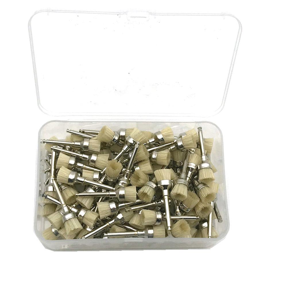 100pcs Dental Prophy Brushes Polishing Polisher Rubber Cup Disposable Latch Type Colorful Buff Nylon Bristles Brush