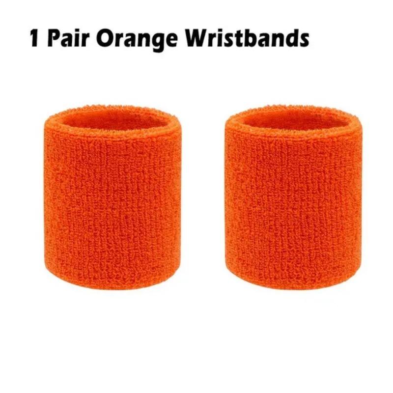 1 Pair Solid Color Wrist Protection Sports Anti-sweat Wristband with Sweat Absorption Breathable Sports Accessories