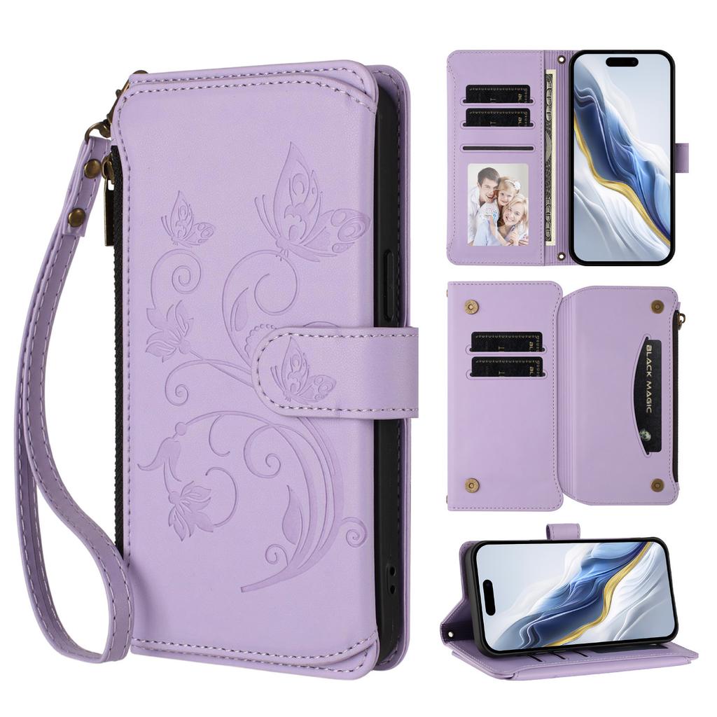 Applicable Google pixel 9A leather case Sony Xperia 1 VII butterfly love flower zipper wallet diagonal span case