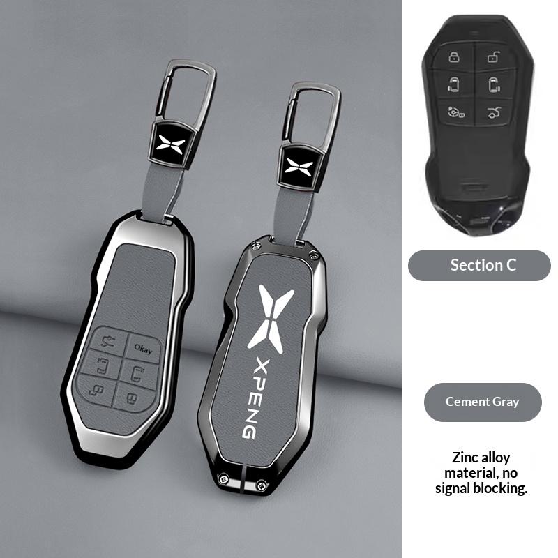 Zinc Alloy Leather Car Remote Key Cover For Xpeng X9 G6 Suede G9 P7I P5 Protector Keychain Shell Auto Car Accessories