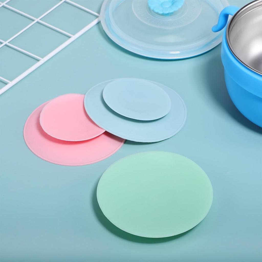 DOITOOL 3pcs Silicone Suction Plate Double Sided Suction Cups Silicone Utensil Rest Sucker Pads for Plate Silicone Grip Dish Suction Cup Plates Plate