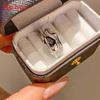 Geometric Silver Black Square Zircon Ring For Women Fashion Jewelry