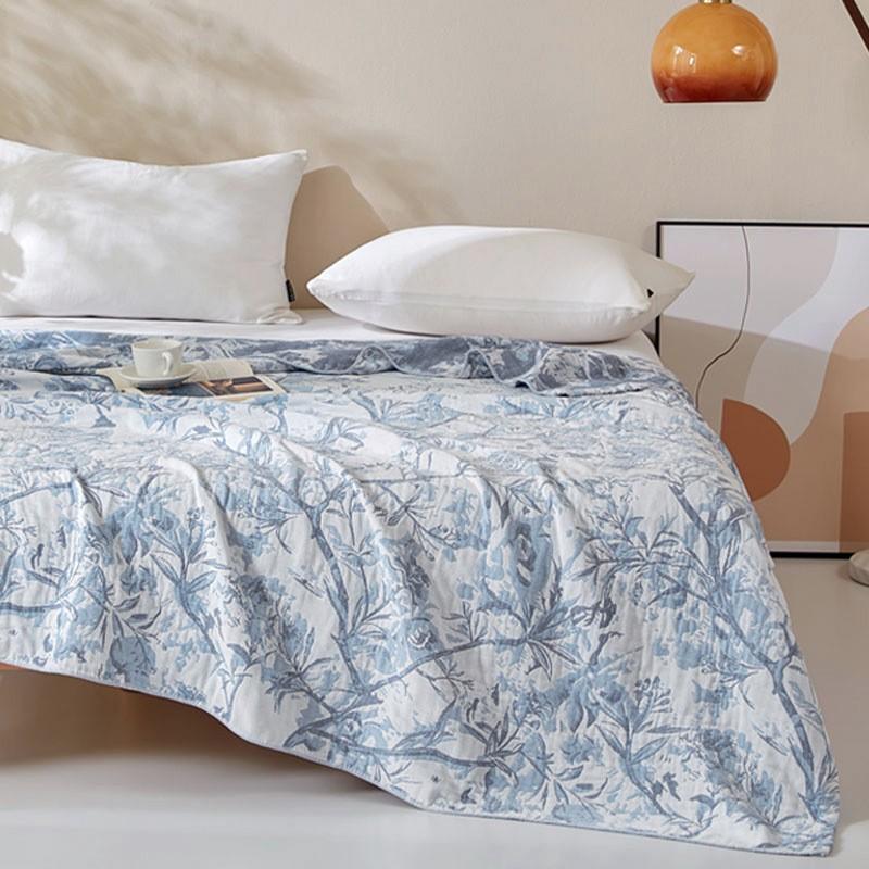 Cotton Blanket 4 Layer Gauze Plaid Bedspread for Double Queen King Bed Towel Quilt Winter Sheet Bed Sofa Cover 200x230cm