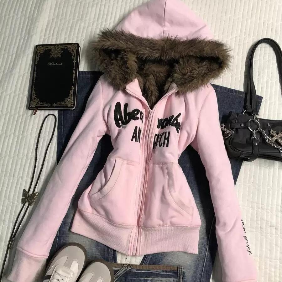 

VAYLA Американский винтажный розовый теплый плащ с капюшоном для женщин Осень Зима Сладкая мода Приталенная куртка Новый дизайн Ретро Милая одежда Y2k L