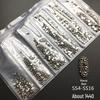 6-Grid Flat-Back Nail Art Rhinestone Set (1440pcs) - Mixed AB & Clear Glass Rhinestones Nail Decorations
