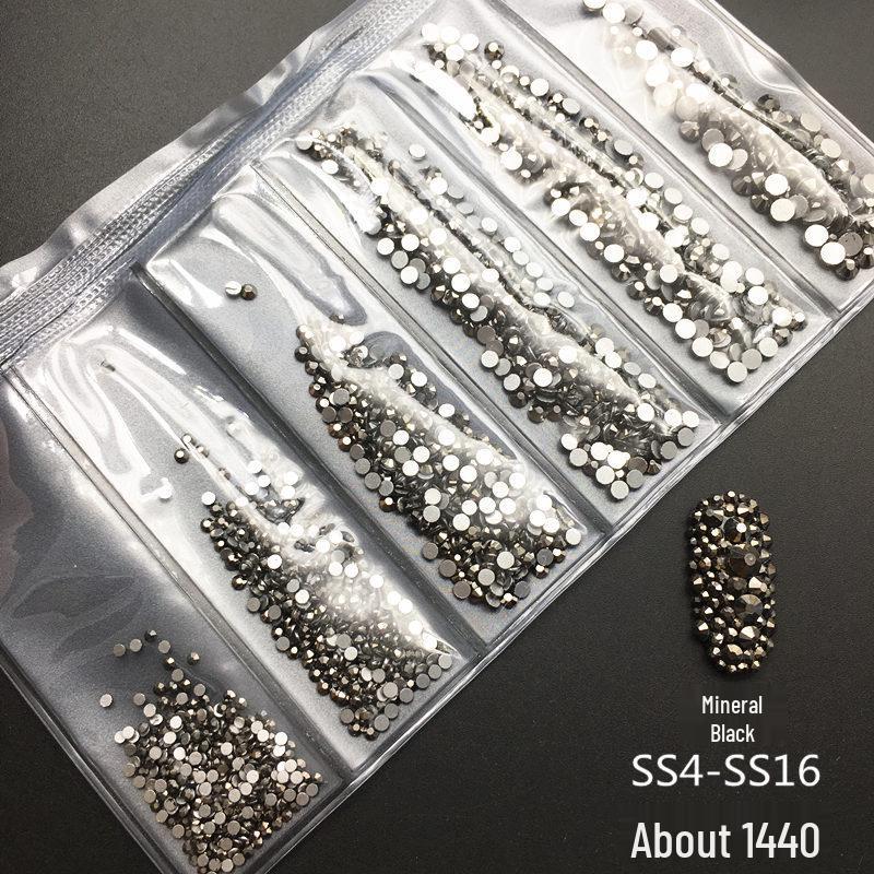 6-Grid Flat-Back Nail Art Rhinestone Set (1440pcs) - Mixed AB & Clear Glass Rhinestones Nail Decorations