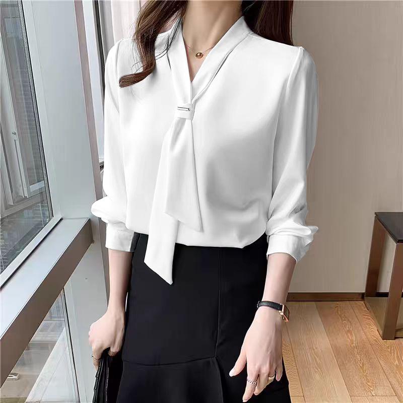 ZANZEA Women Casual Bow Collar Solid Color 3/4 Sleeve Blouse