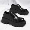 Men's Platform Oxford Shoes Thick Bottom Lace Up Derby Shoes Black Thick Sole Business Casual Leather Dress Shoes Male Sneakers