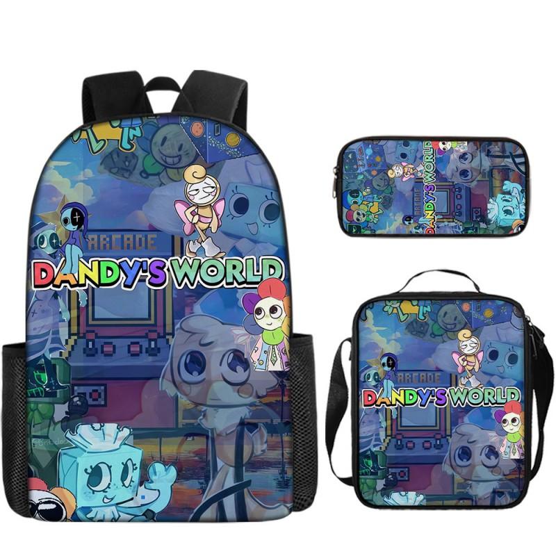 Dandys World Anime Print Backpack Set Students Lightweight School Bag With Crossbody Pouch Pencil Case