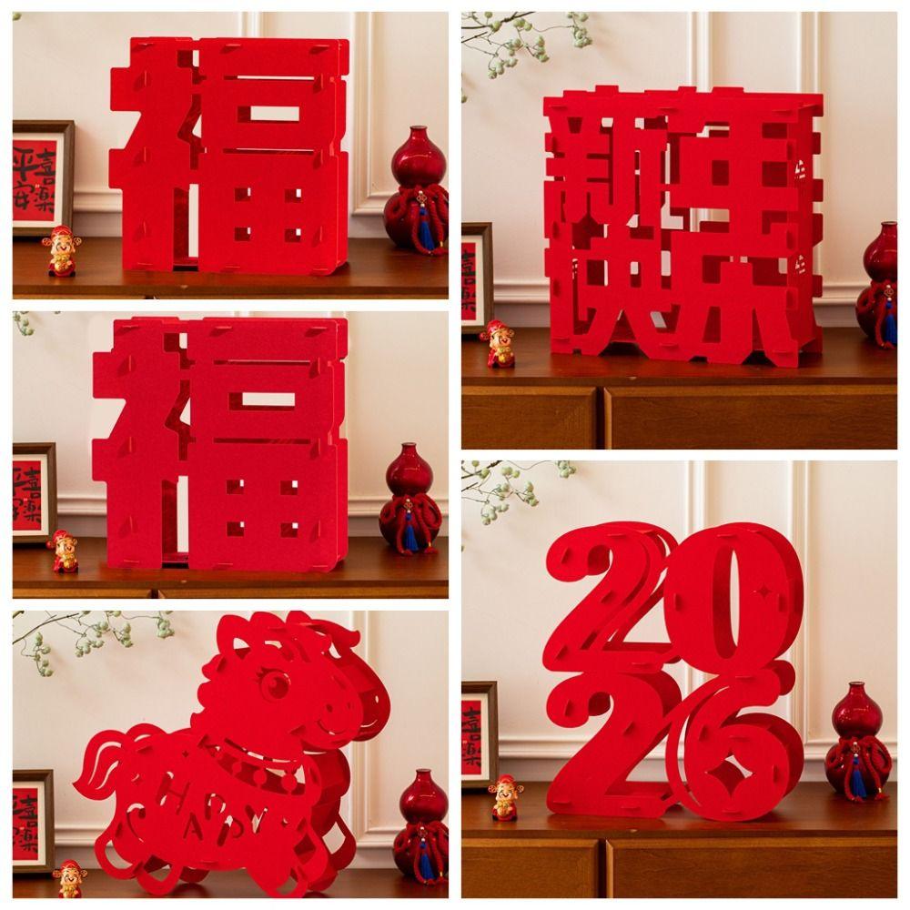3D Chinese Horse Year Desktop Ornament DIY Traditional Zodiac Horse Figurines Blessing Handmade New Year Lucky Decoration