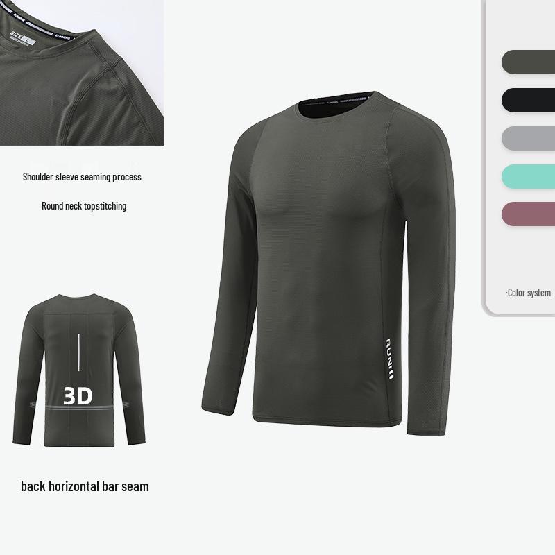 

Men s Quick-Dry Long Sleeve Crew Neck for Running & Training XL армия зеленый