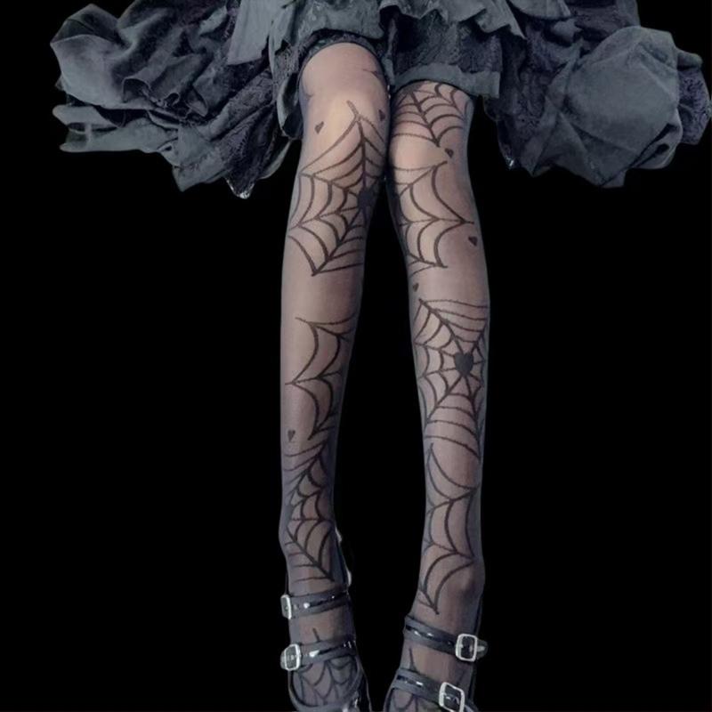 Calze Autoreggenti con Motivo Ragnatela Design Elasticizzato Casual per Vestirsi Calze Lunghe Trasparenti Sopra il Ginocchio per Donna Calzetteria