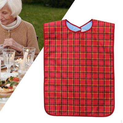 Bavaglino per adulti in tessuto per mangiare regolabile lavabile di grandi dimensioni antiolio classico motivo a quadri abbigliamento