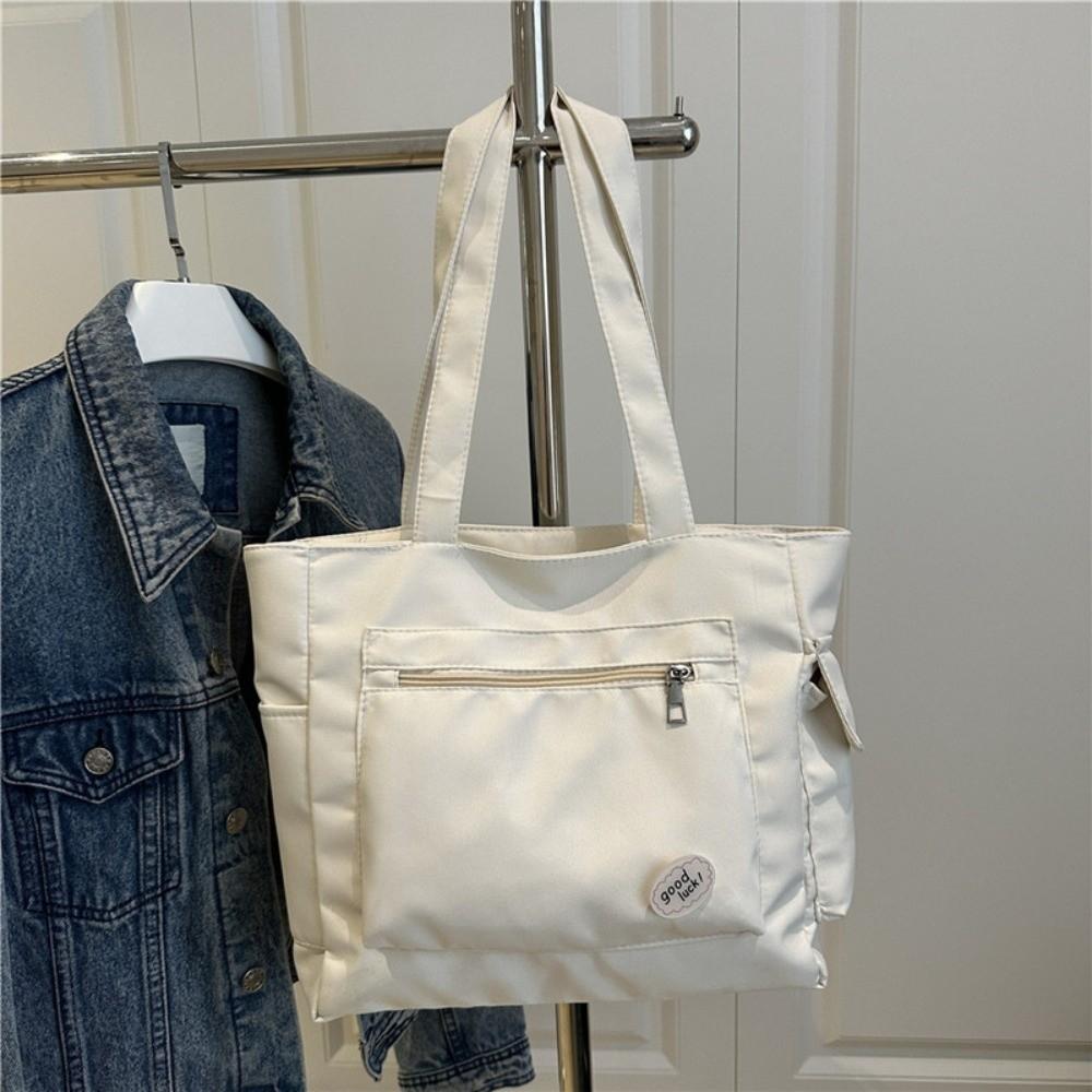Light Weight Large Capacity Tote Bag Solid Color Student Handbag Trendy Women's Shoulder Bag  Girls