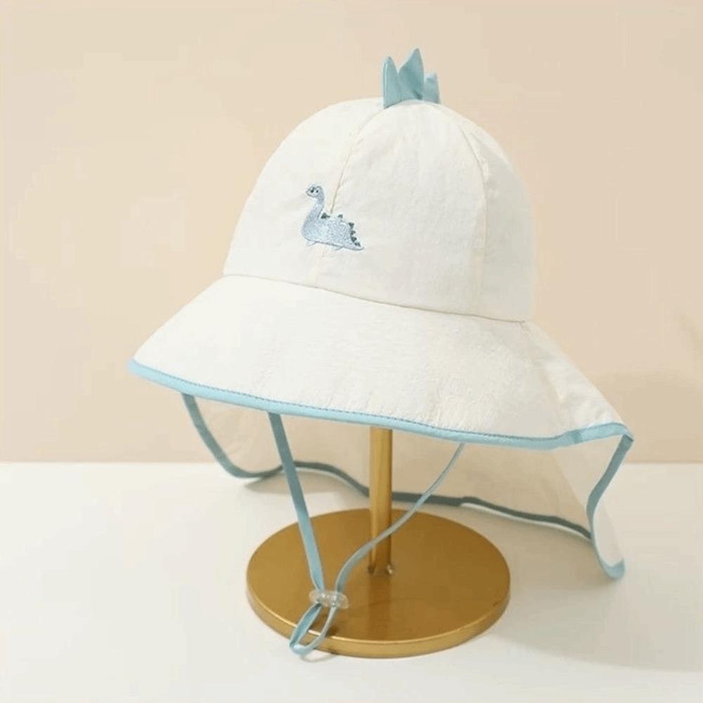 Breathable Mesh Kids Shawl Sun Hat Cartoon Boys Sunshade Shawl Cap Children Beach Hat Outdoor синий